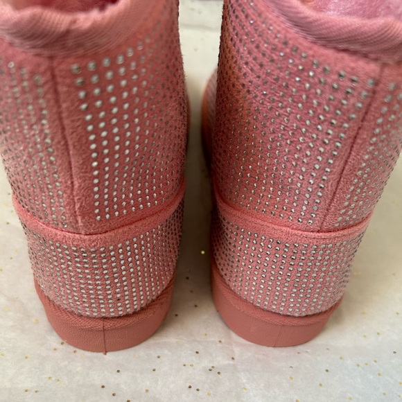 💖New Glitter Rhinestone Cozy Ankle Boots Baby Pink Statement💖 - Picture 8 of 13